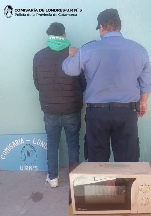 POLICÍAS RECUPERARON UN MICROONDAS SUSTRAÍDO Y ARRESTARON AL PRESUNTO AUTOR DEL ILÍCITO