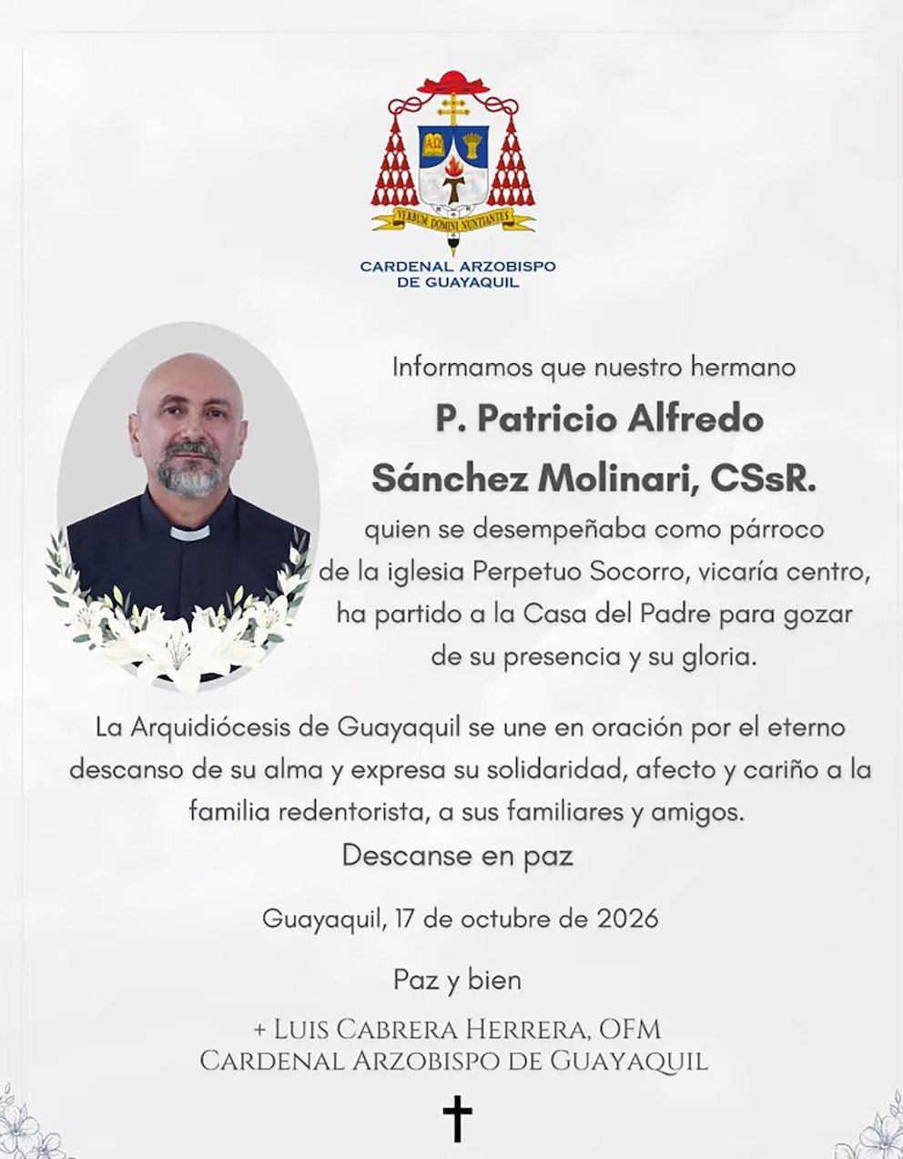 Tragedia en Ecuador: un sacerdote murió aplastado por una cruz mientras daba misa en Guayaquil