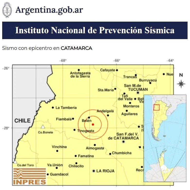 Se registró un sismo de magnitud  2.9 cerca de Belén